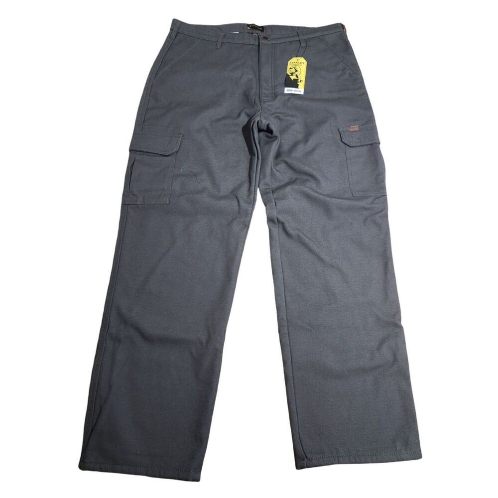 NWT Stanley Workwear Fleece Lined Cargo Pants Men's 36x32 Gray Heavy Duty